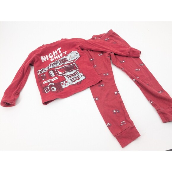 Carters 100% Cotton Pajama Lot of 4 Snug Fit Pairs Fire Trucks Bears Size 4t-5T - Picture 6 of 13